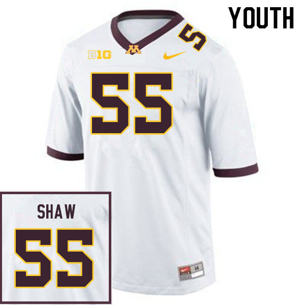 Youth #55 Karter Shaw Minnesota Golden Gophers College Football Jerseys Sale-White - Click Image to Close
